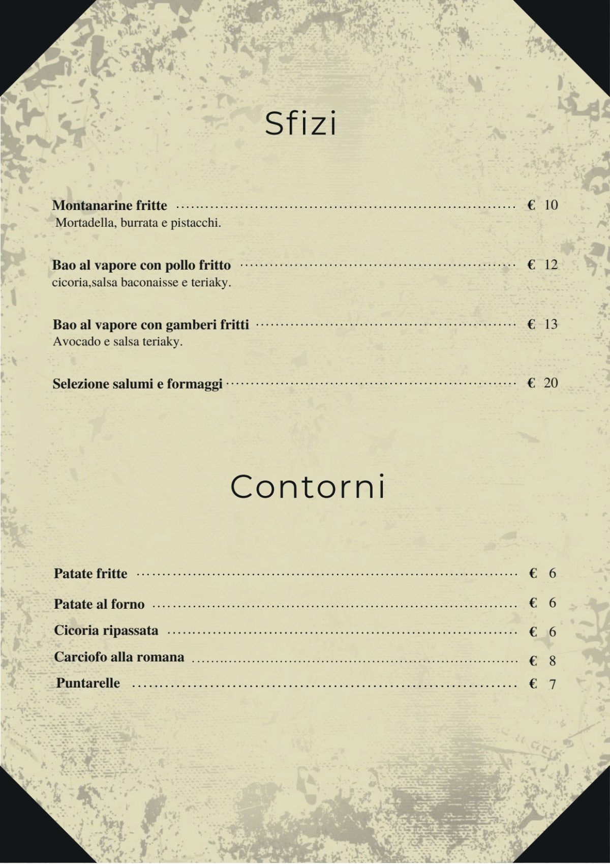 Piccadilly Roma menu