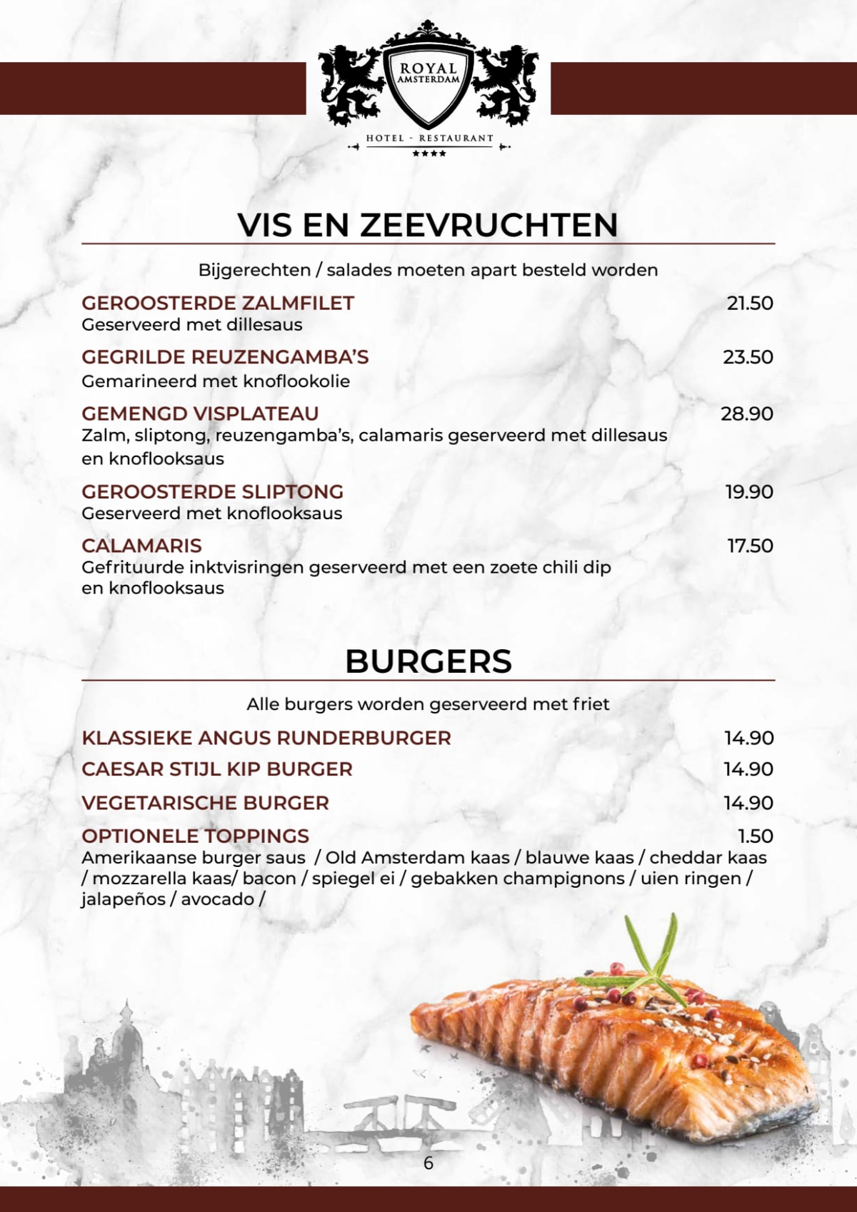 Royal-Amsterdam menu