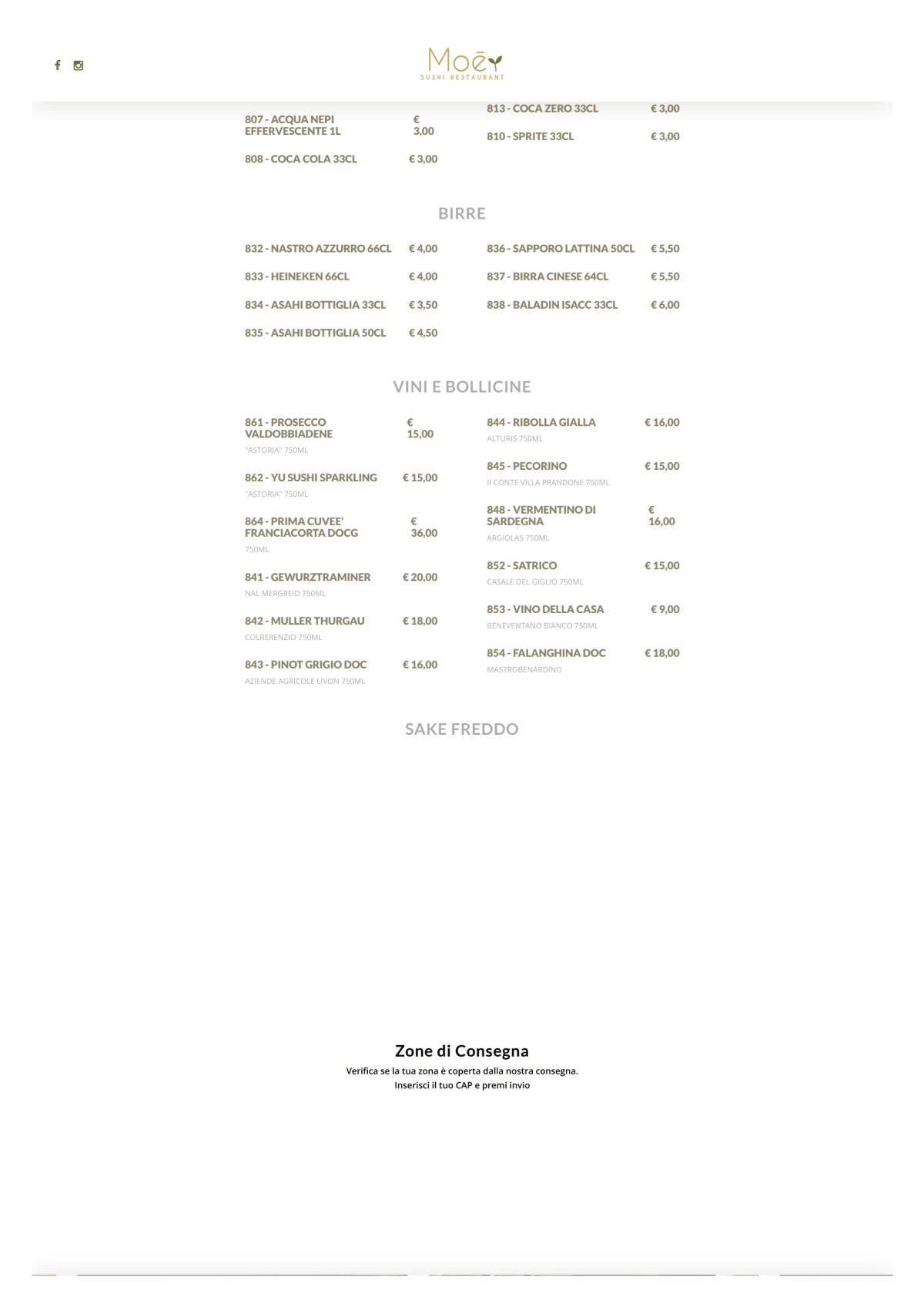 Moè Sushi - Portuense menu