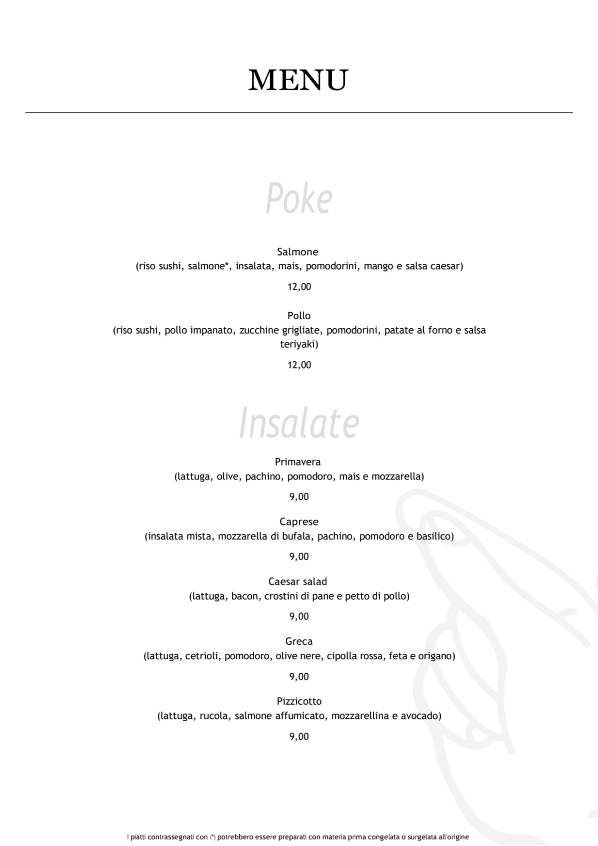 IL PIZZICOTTO menu