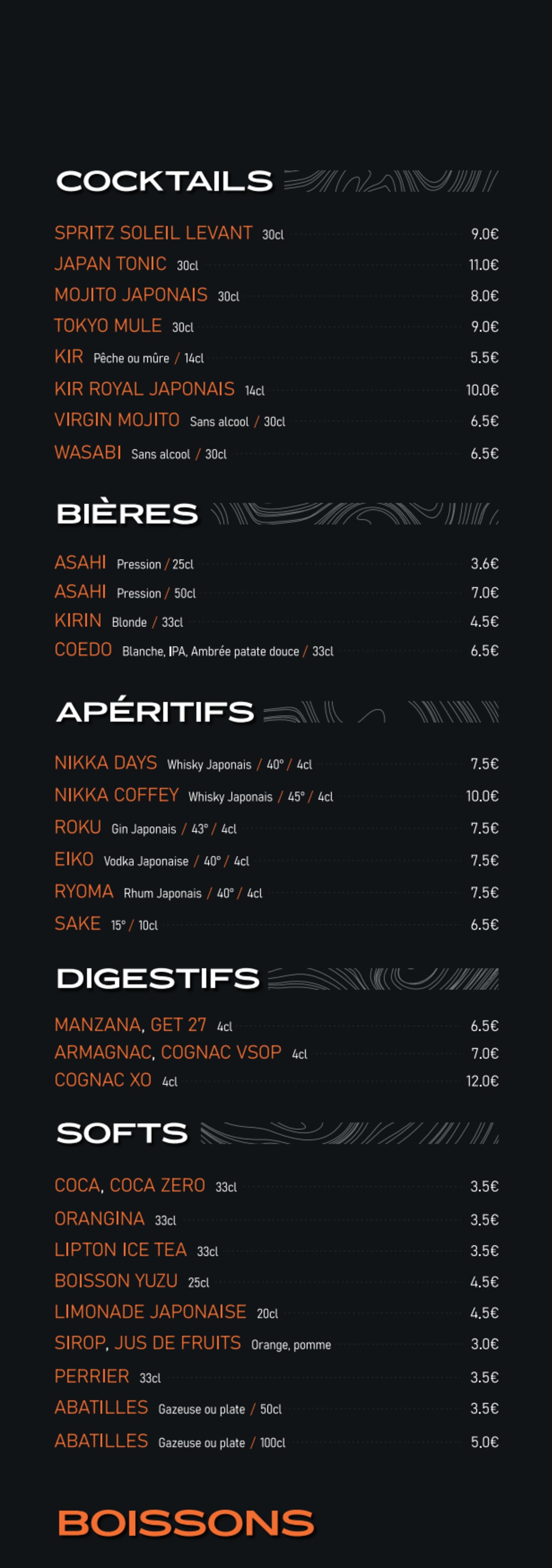 Menù completo e carta 2024 Wasabi Café a Bordeaux TheFork