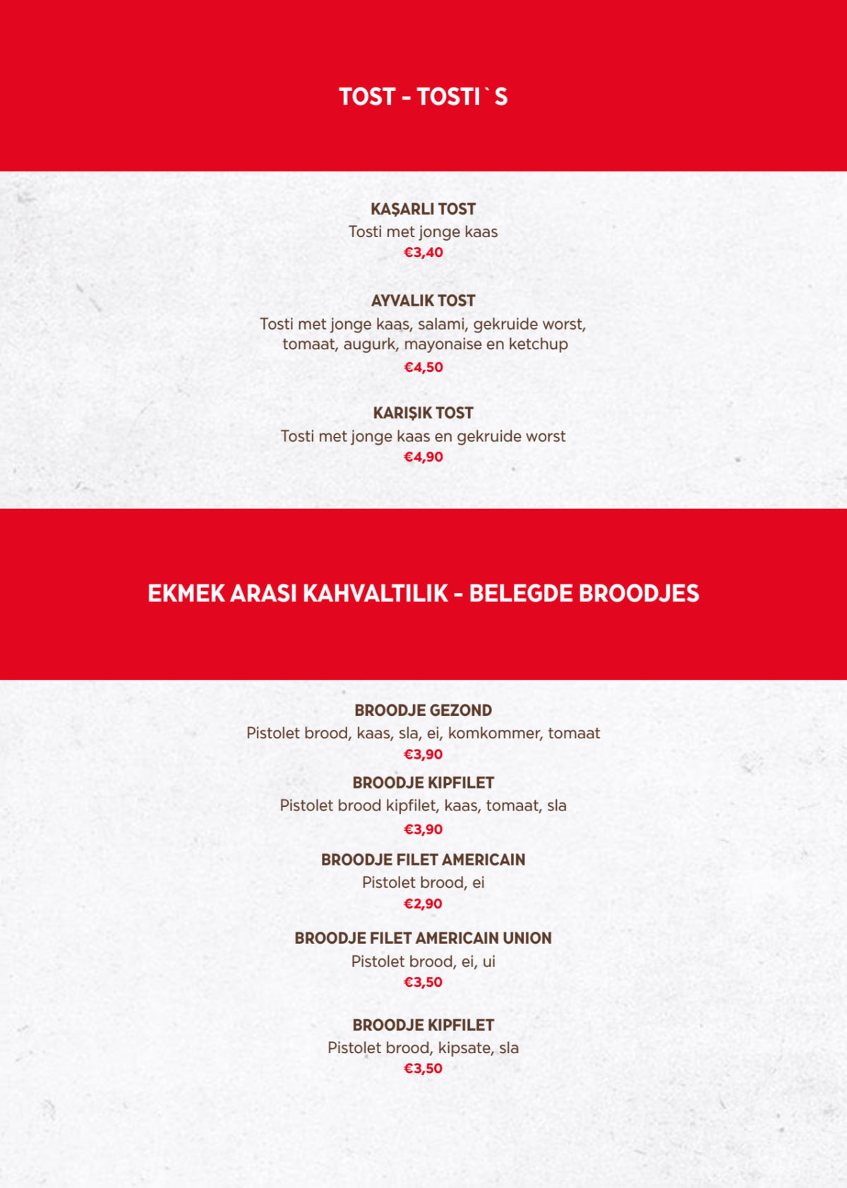 Meram Centrum menu