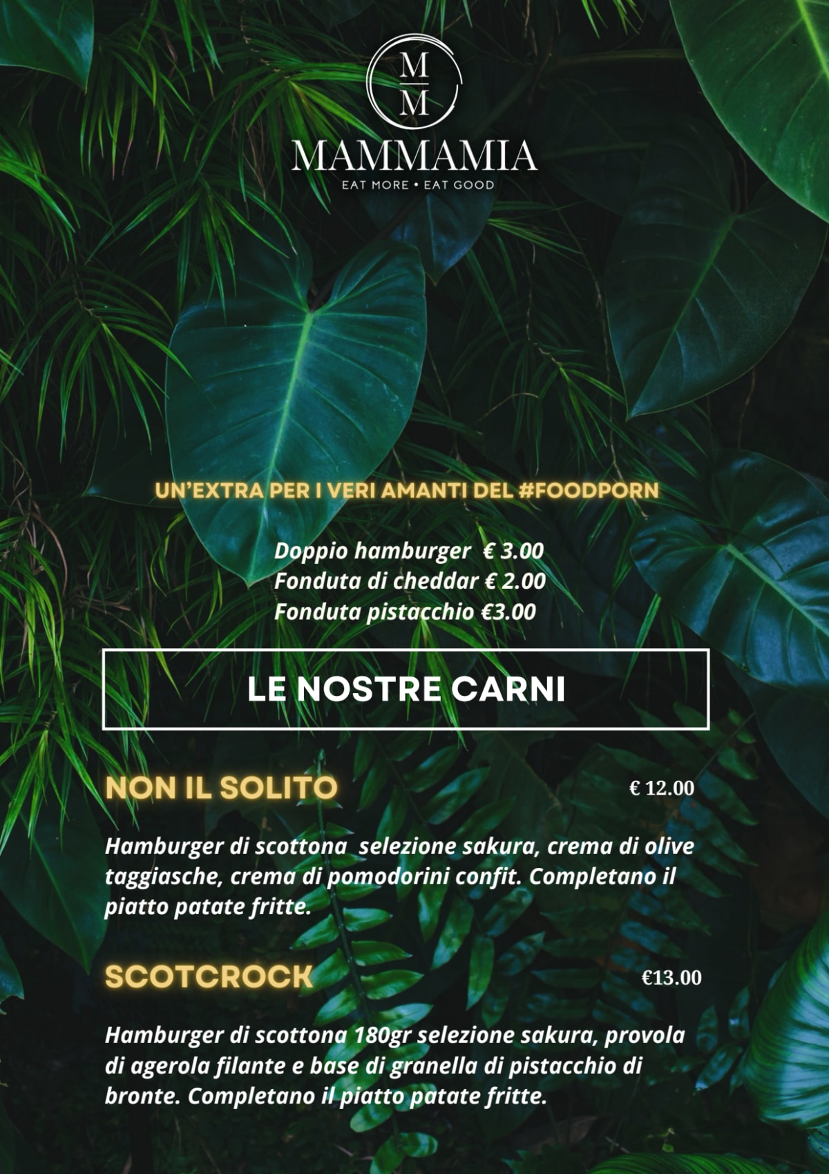 Mammamia menu