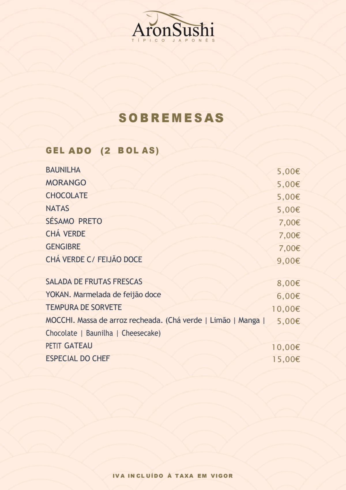 Aron Sushi - Estefânia menu