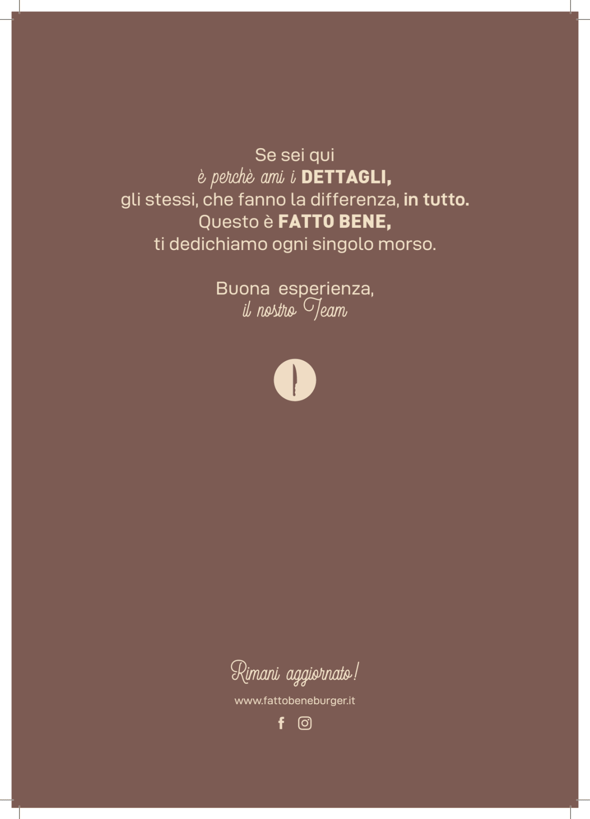 Fatto Bene Burger Buonarroti menu