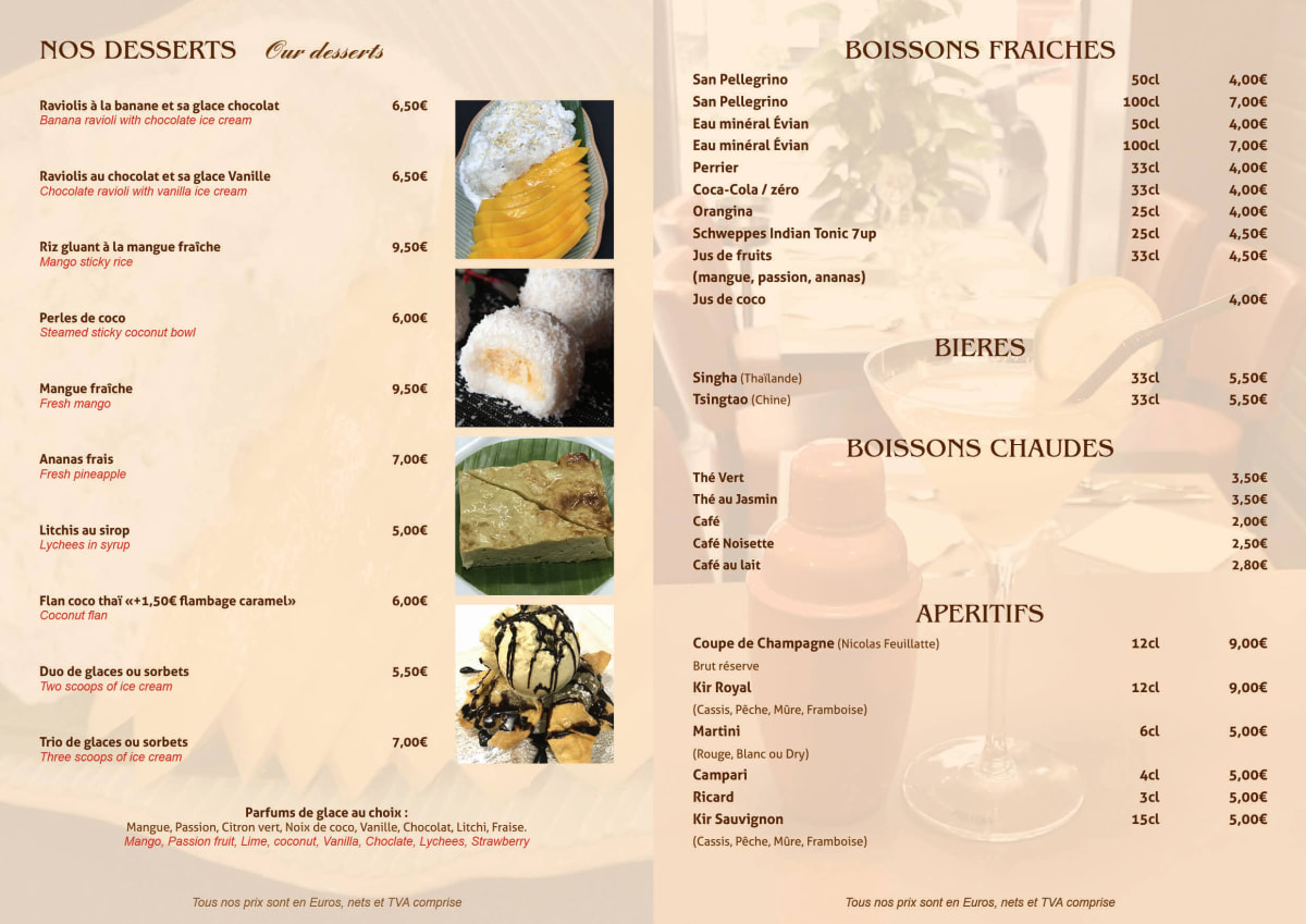 Kim thai menu