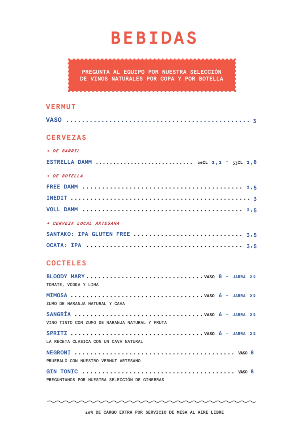 Bistrot Levante menu