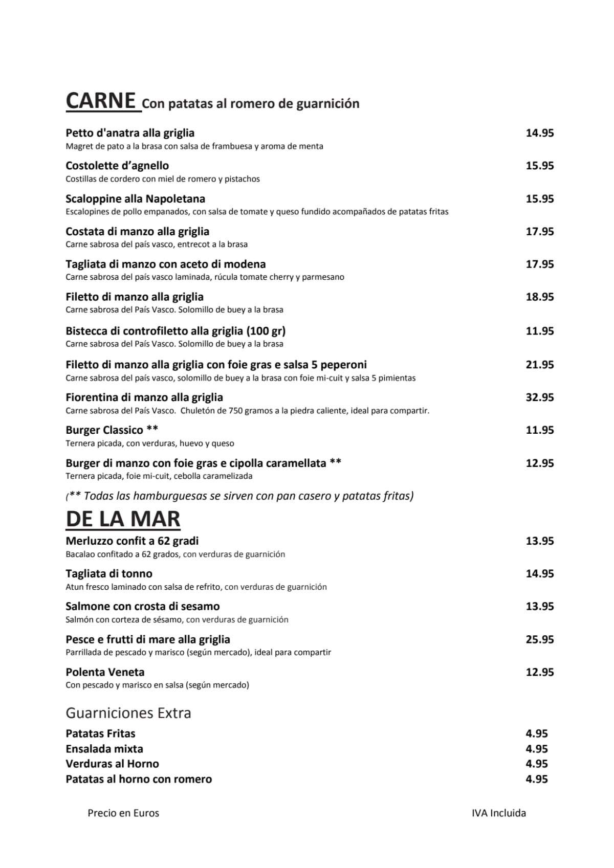 Il Mercante Di Venezia menu