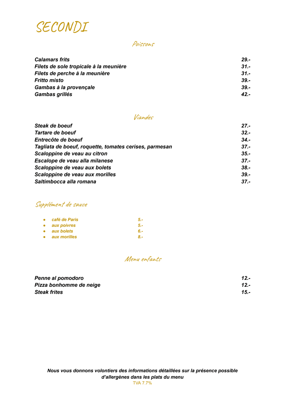 Al Quadrato menu