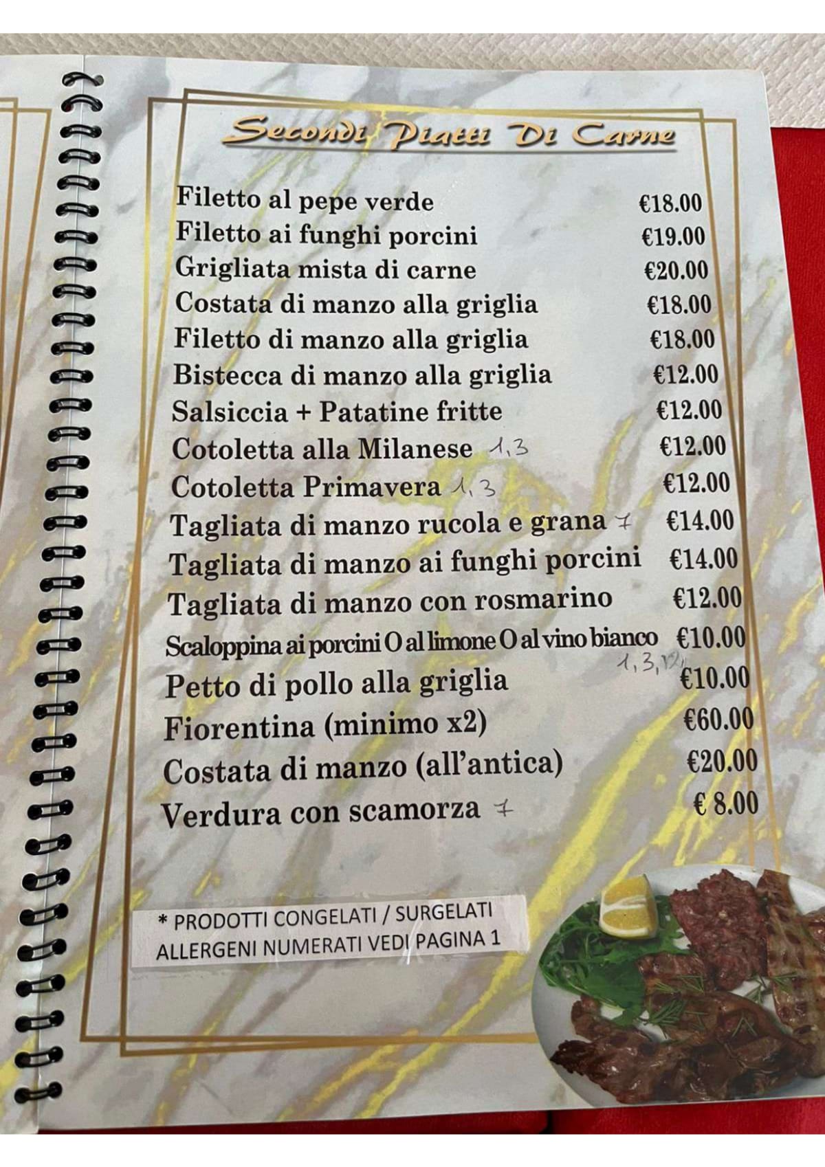 3 Cavalieri menu