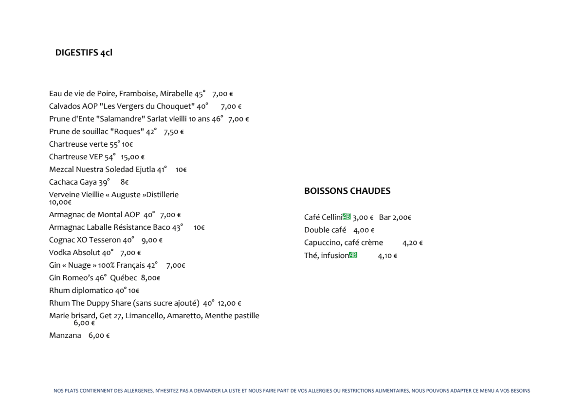 Circonstances menu