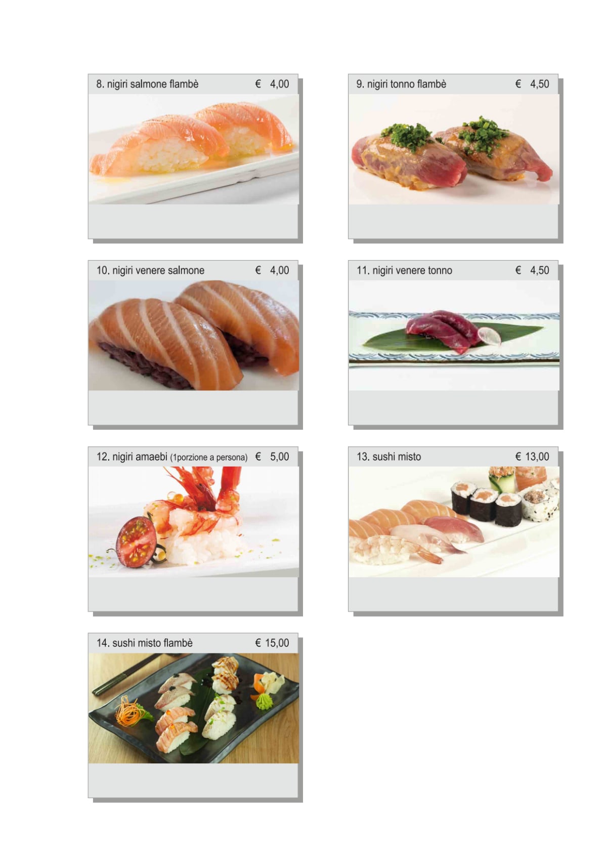 Isushi menu top