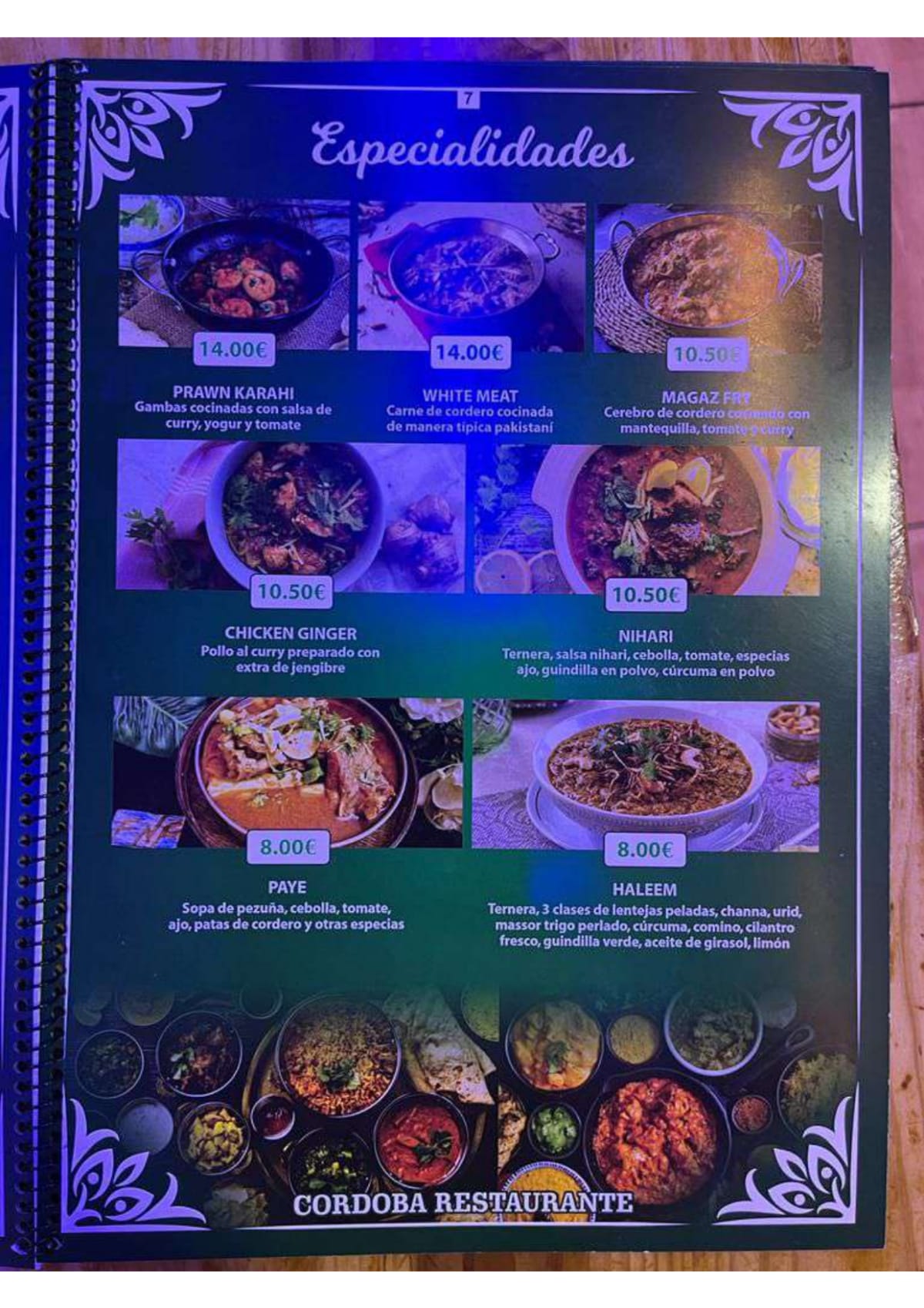 Cordoba Restaurant And Marriage Hall menu