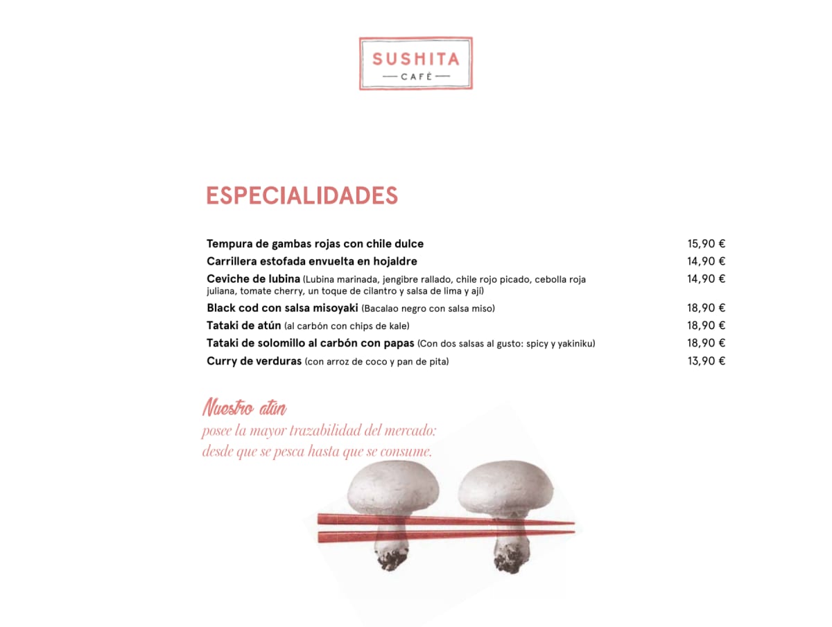 Sushita Café - Alberto Aguilera menu