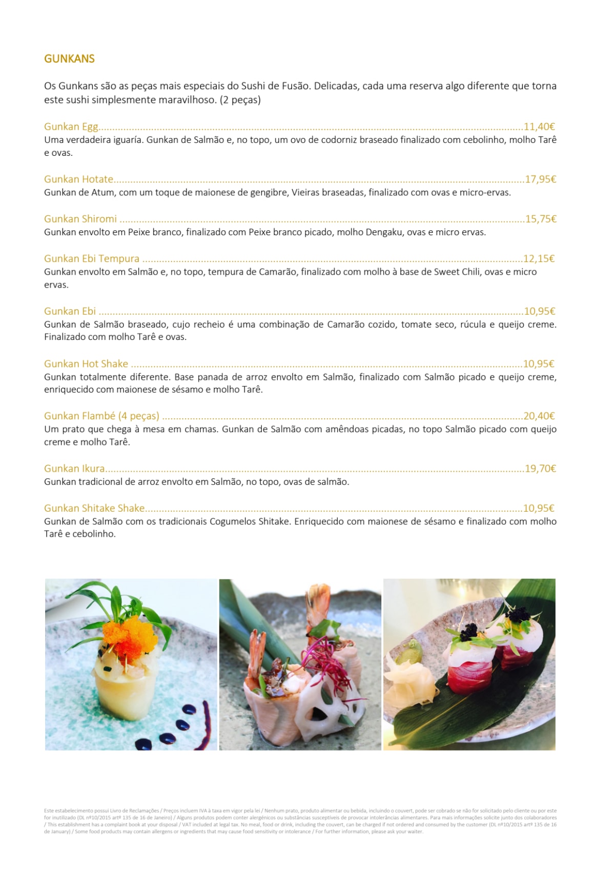 Saikó - Estoril menu