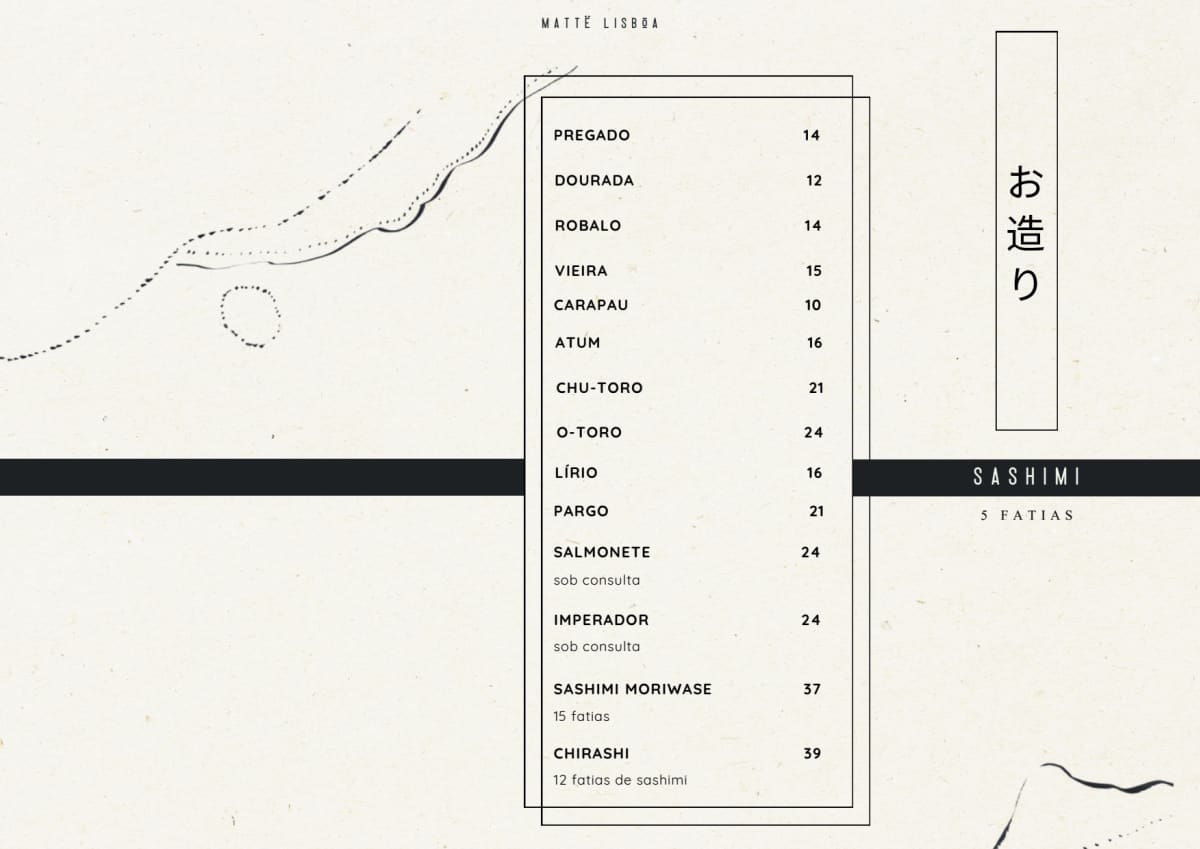 Matte Lisboa menu