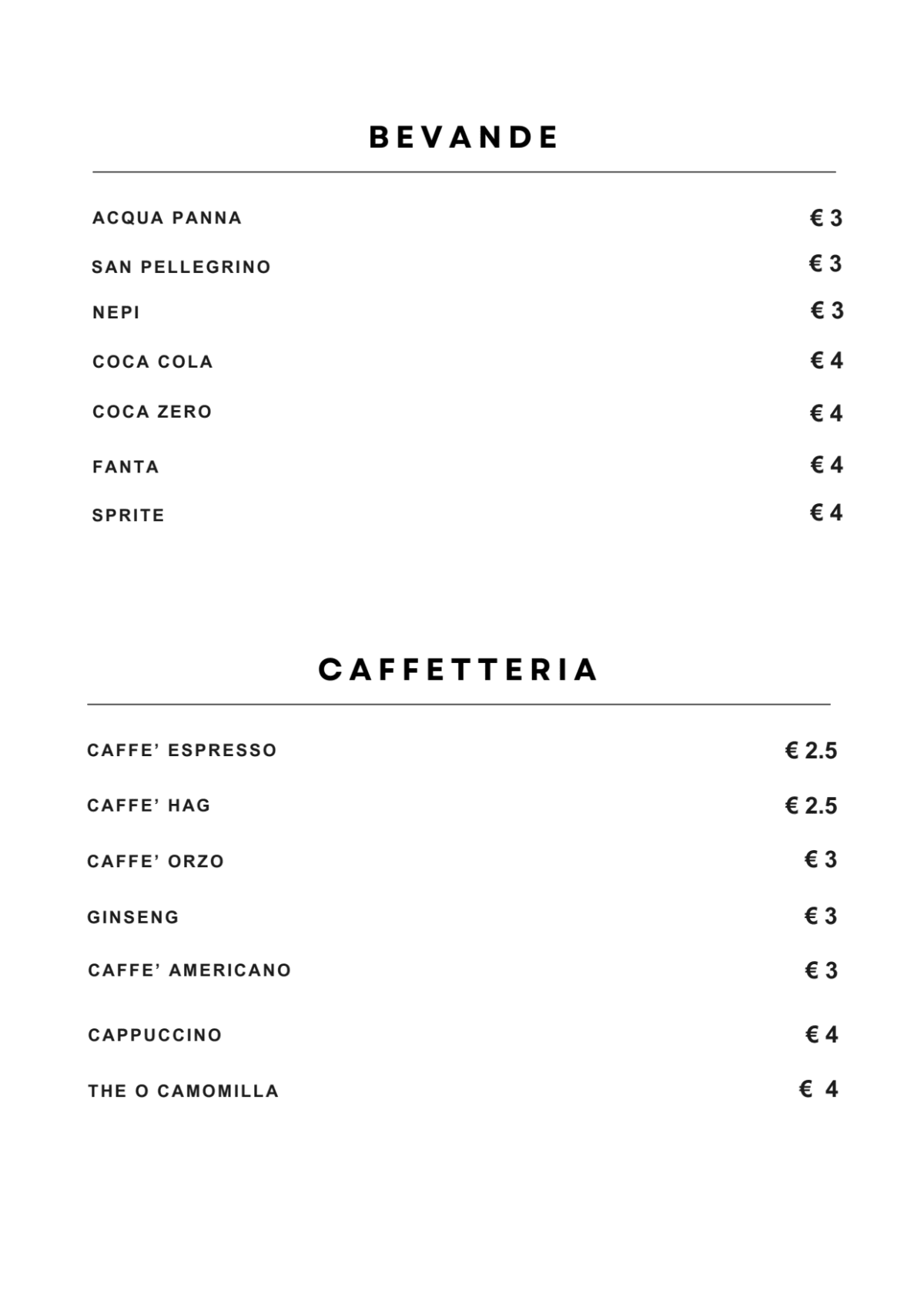 Alla Rampa di Porta Pia menu