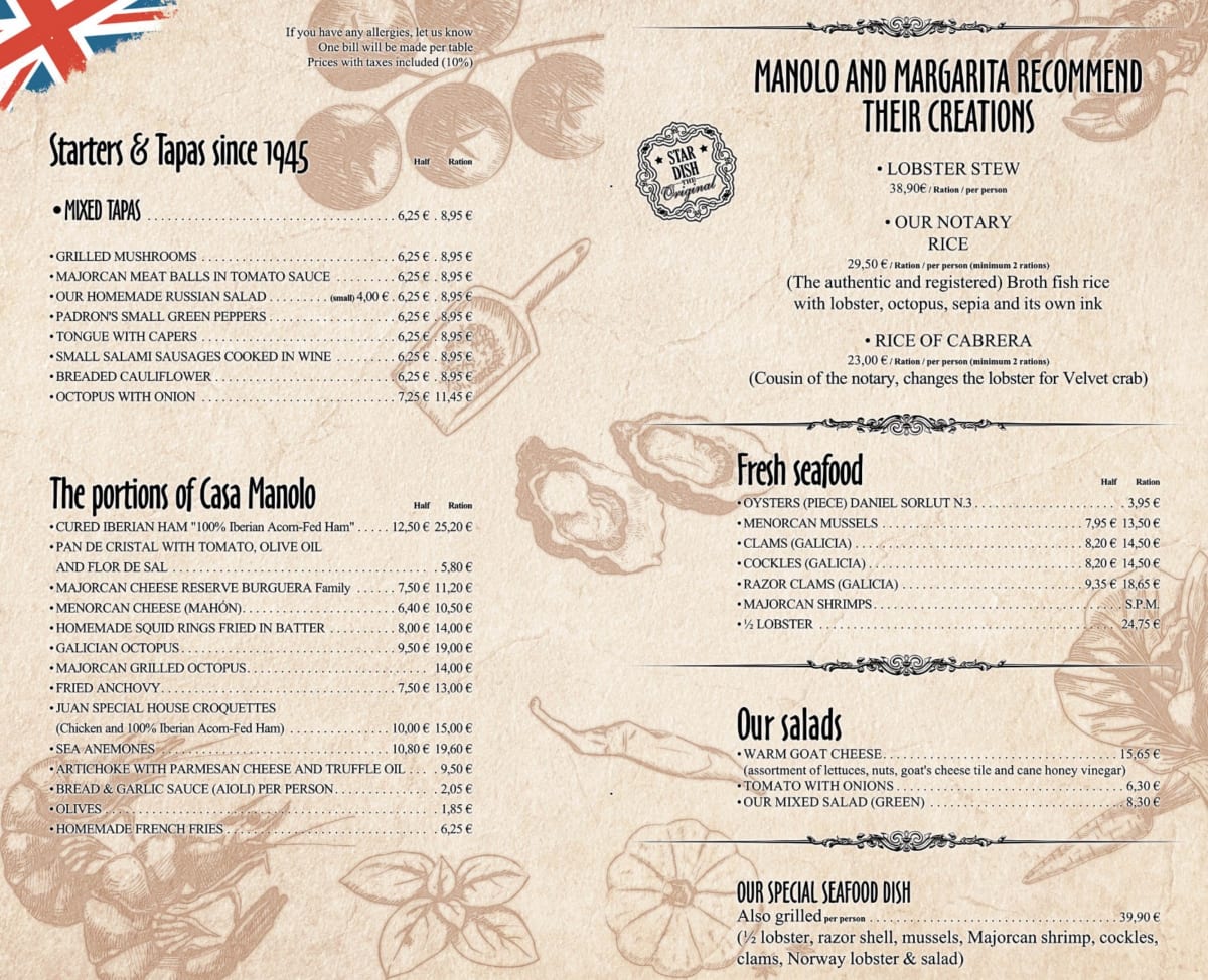 Bodega Barahona - Casa Manolo menu