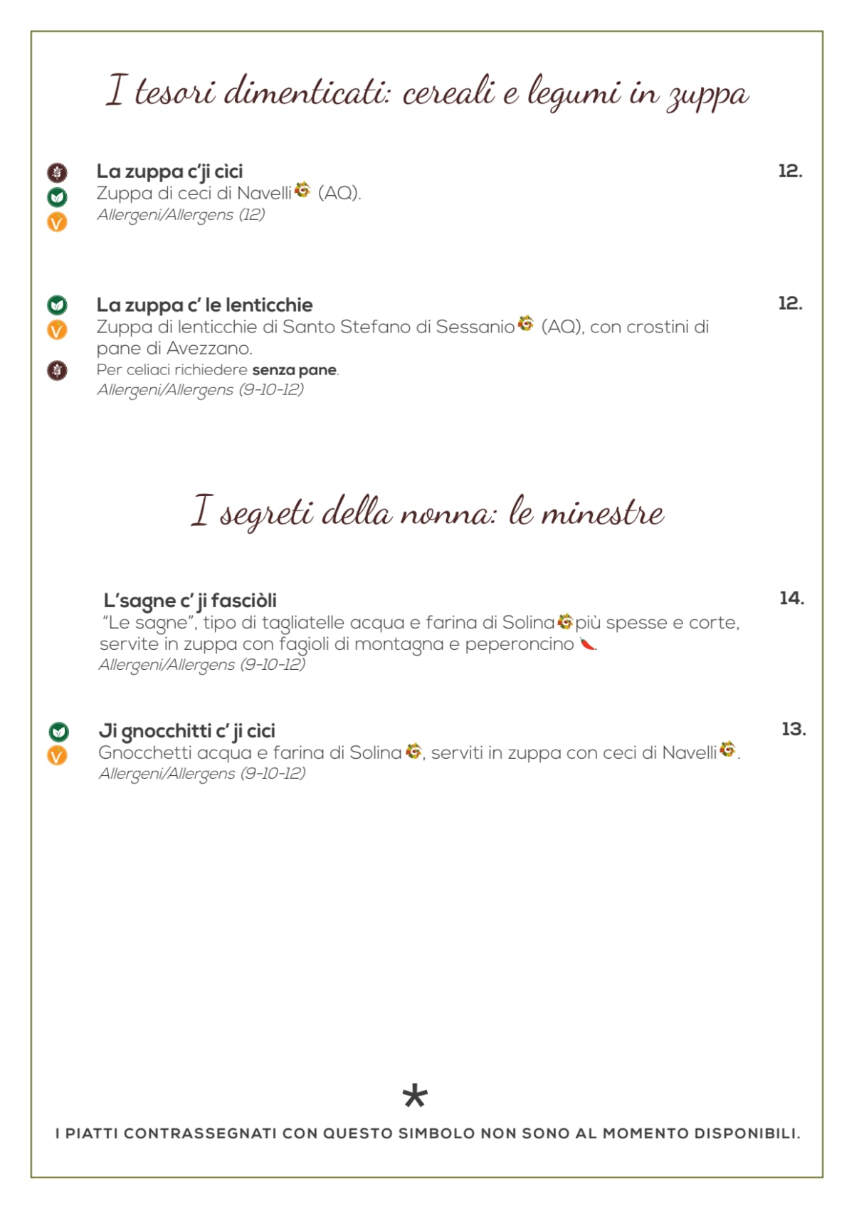 La Bottega del Capestrano menu