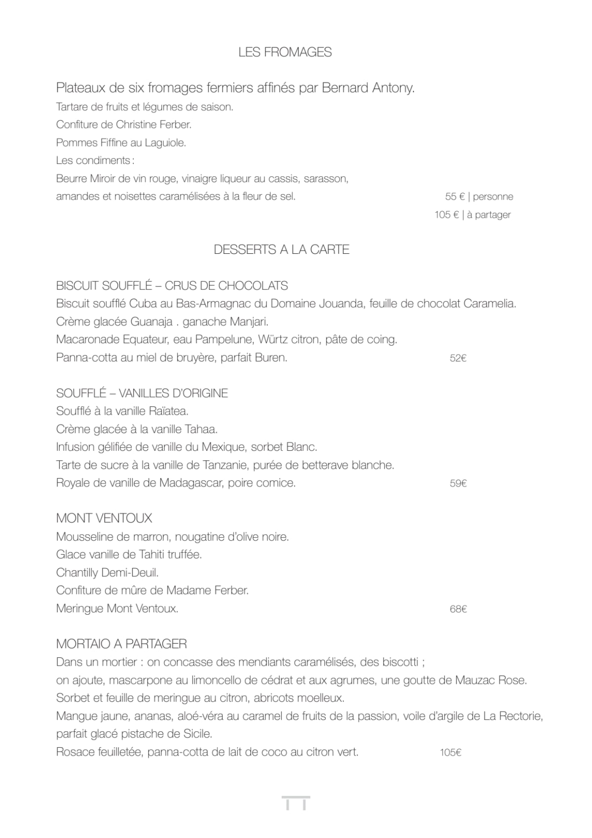 Pierre Gagnaire menu