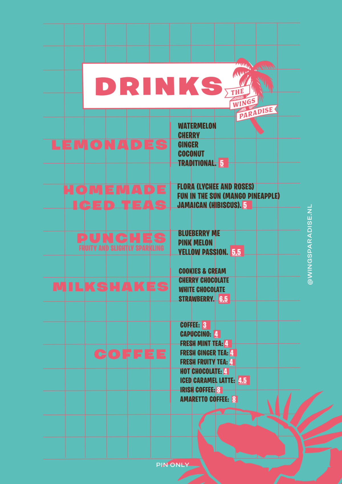 Menu 2024 The Wings Paradise in Den Haag TheFork