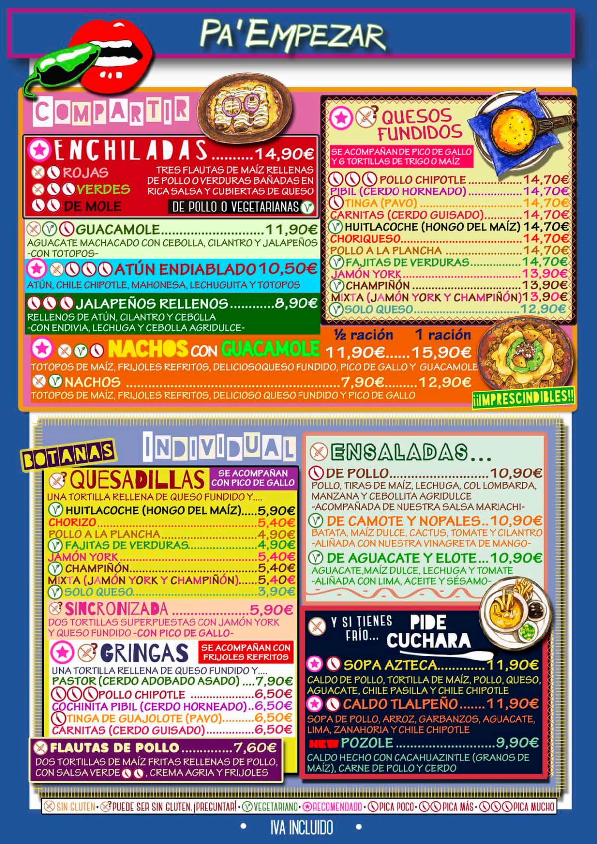 La Mordida Ríos Rosas menu