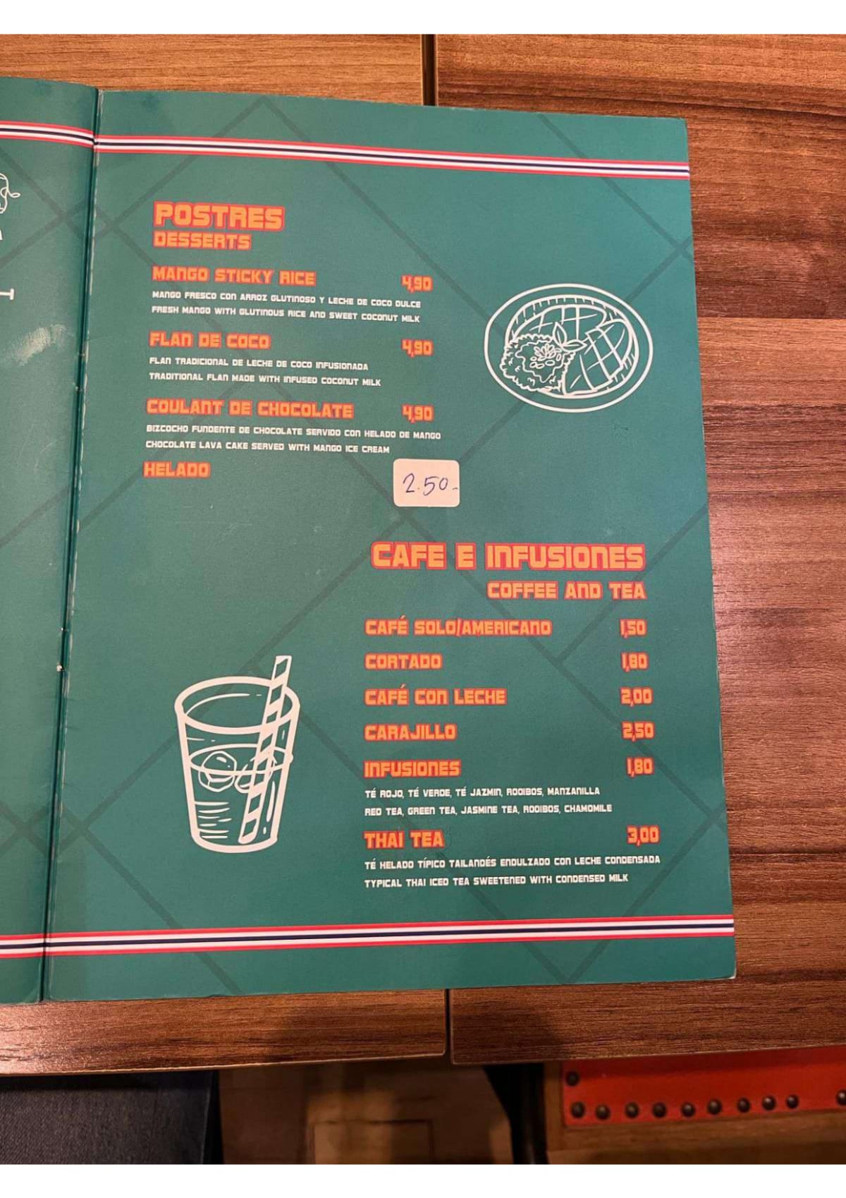 Thai Tuk Tuk menu