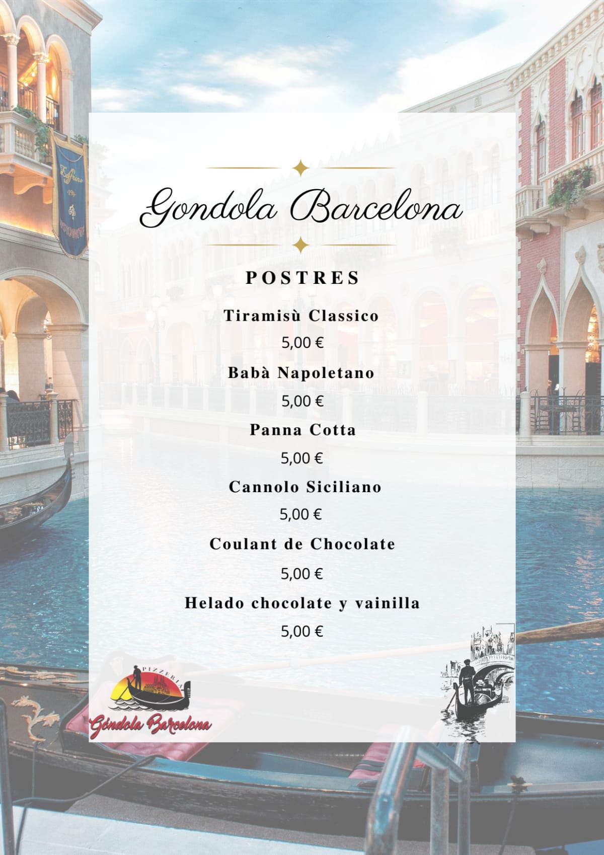 Gondola  menu