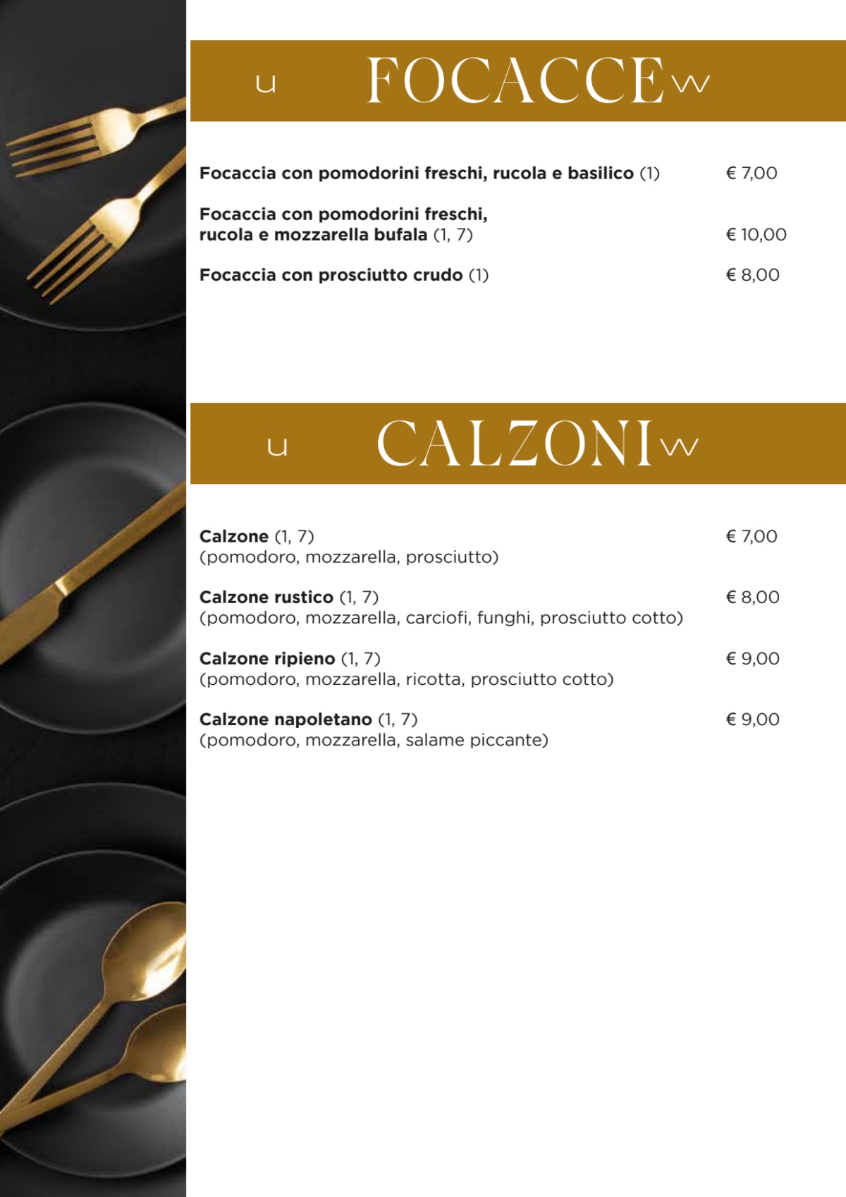 Al Galileo menu