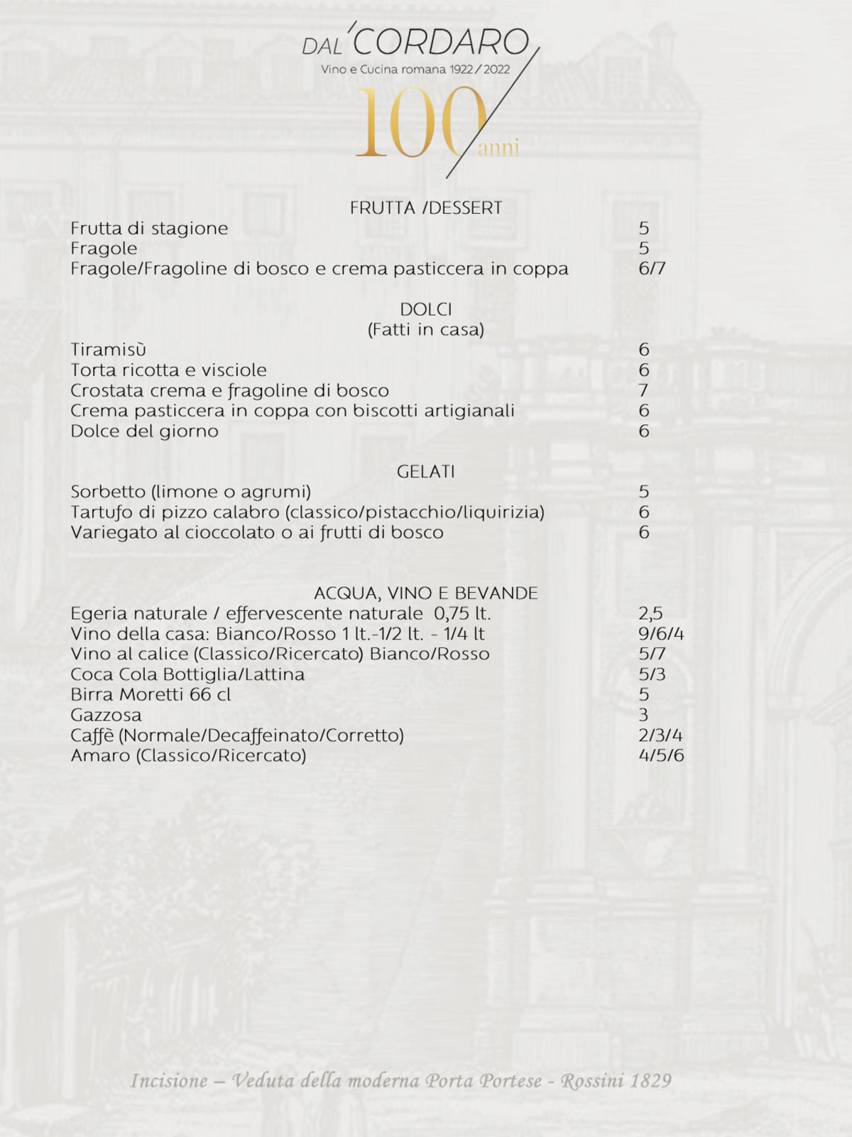 Trattoria Dal Cordaro - Milano menu