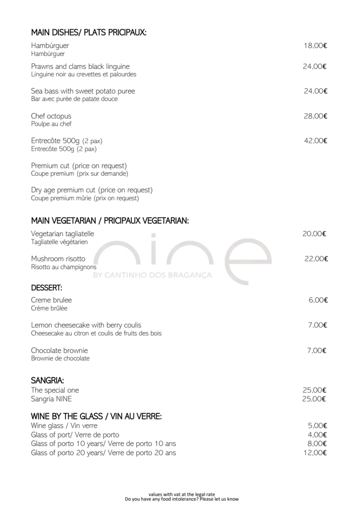 Menù completo e carta 2024 Nine Rooftop a Porto TheFork