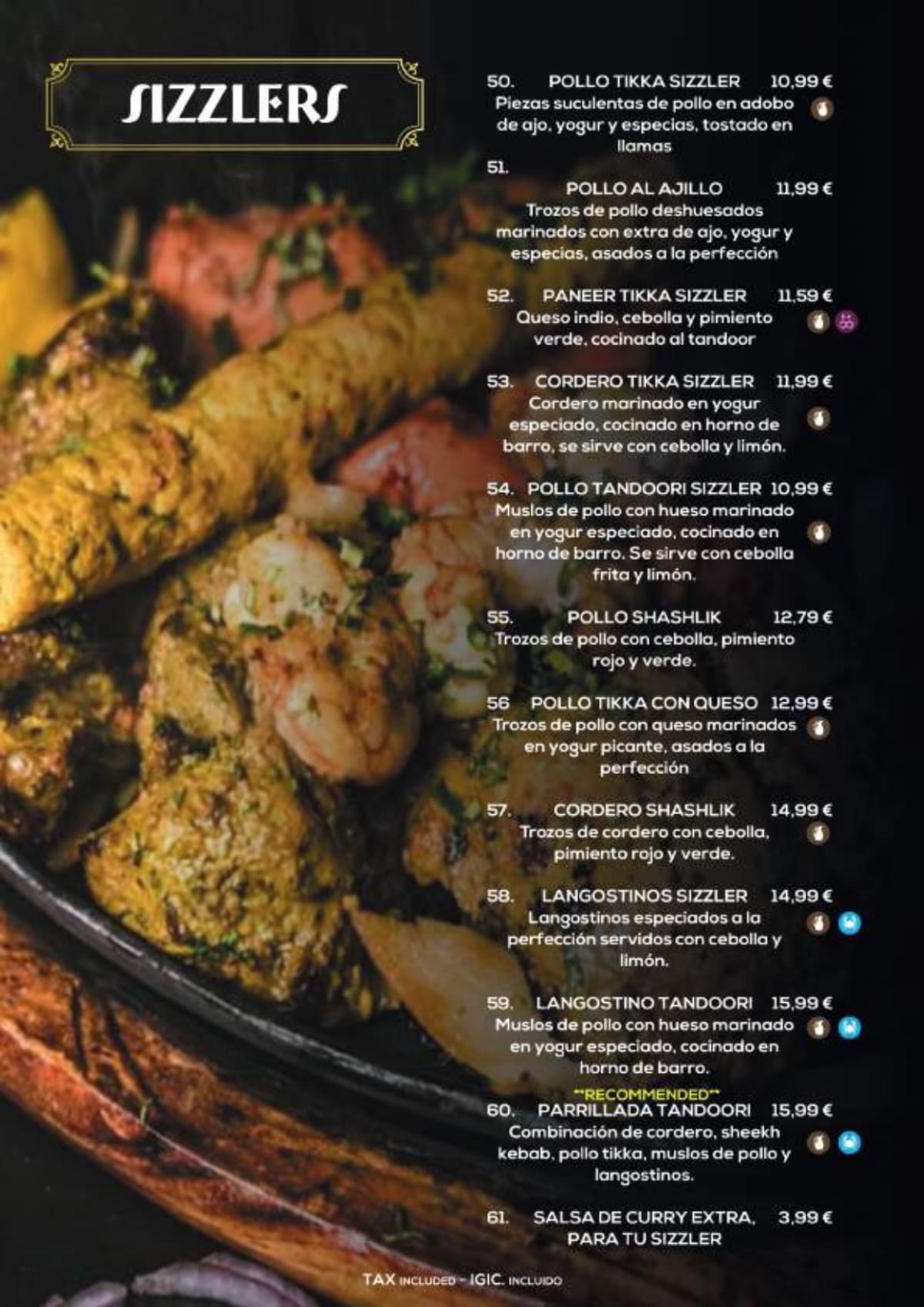 Menu 2024 Basmati Indian Tandoori in El Medano TheFork