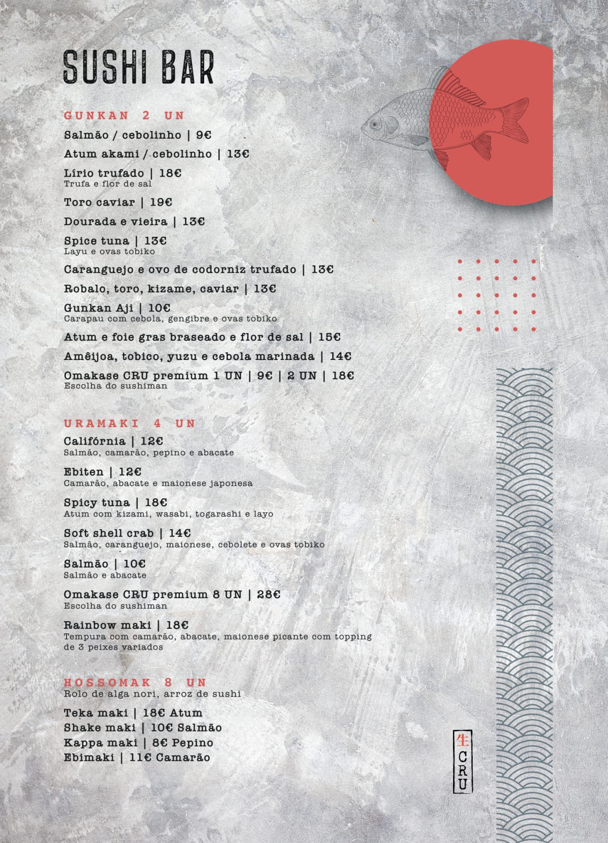 Cru Lisboa menu