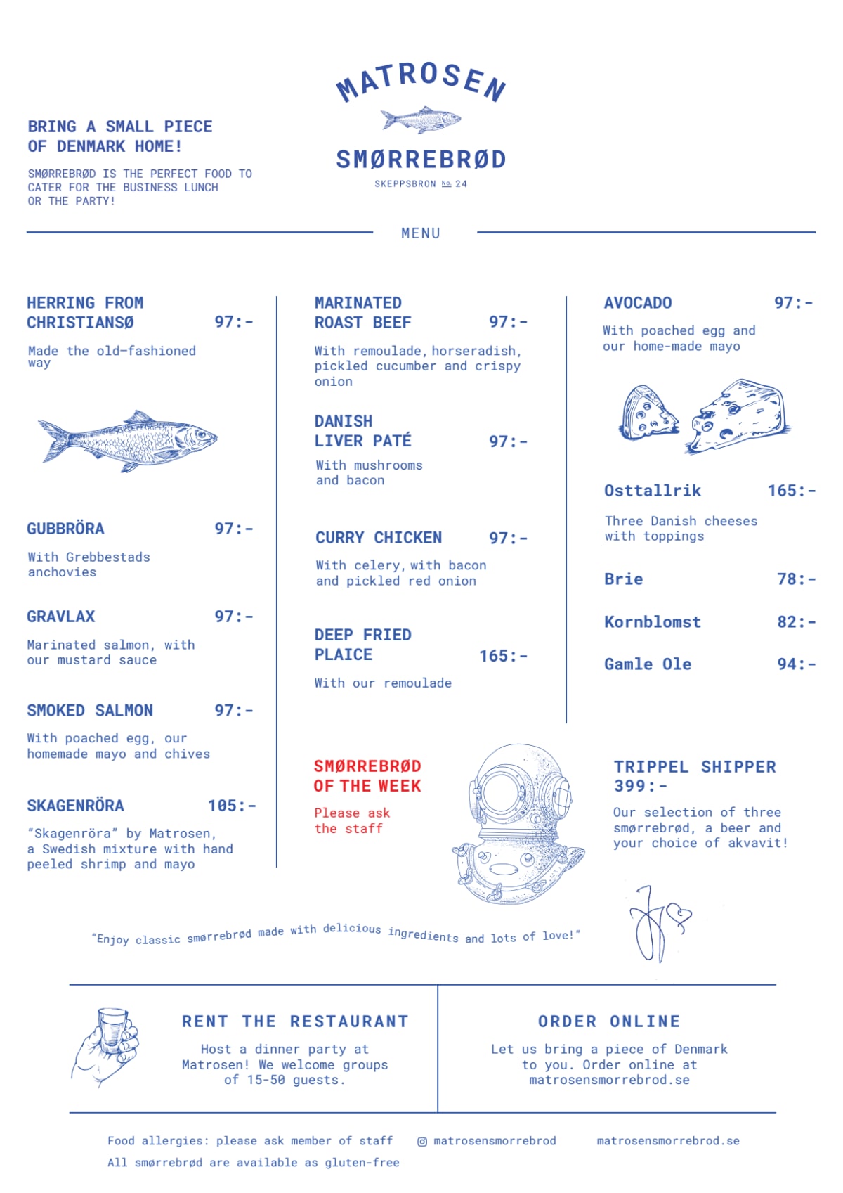 Matrosens Smörrebröd menu