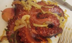 Octopus, Portuguese style. (But without the onion top already))