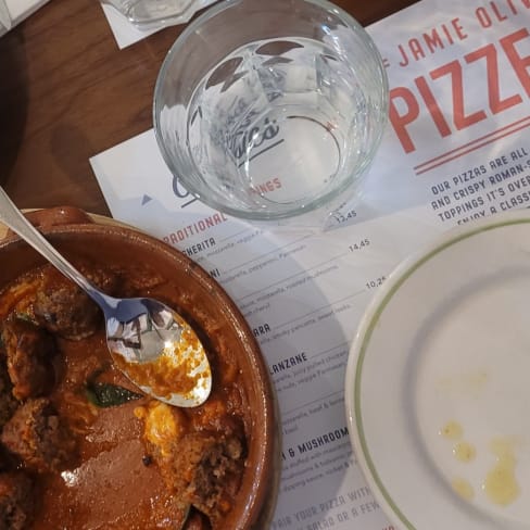 Oozy meatball bake - Jamie Oliver's Pizzeria, Lisbon