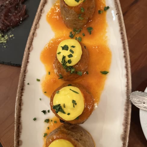 Potato Bravas Bombos with Spicy Sauce - Meson Andaluz Lisboa, Lisbon