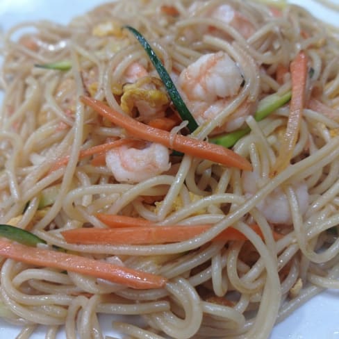 Spaghetti di riso con gamberi e verdure - Izakaya, Rome