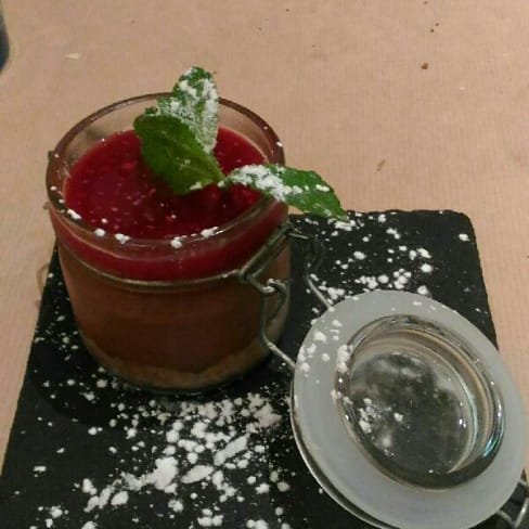 mousse al cioccolato in salsa di lamponi - Dal Vinattiere, Milan