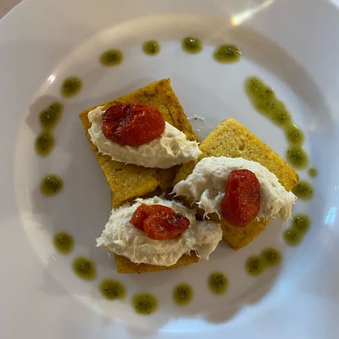 Crostini di polenta con baccalà mantecato  - Grand Hotel Osteria, Milan