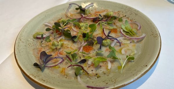 Carpaccio de gambas y cítricos. - Bonasport, Barcelona