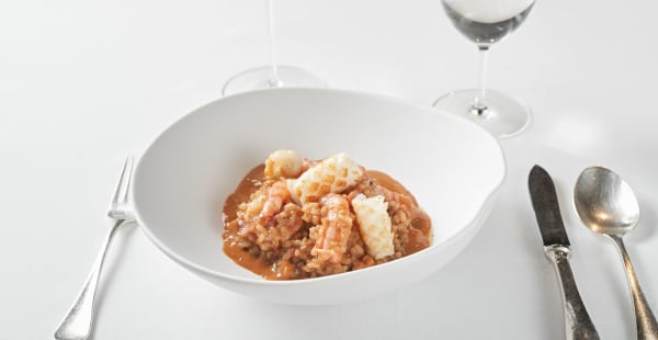 Arroz de la Dehesa de la Albufera con gamba del Mediterráneo - Mercer Restaurant, Barcelona