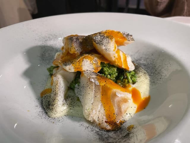 Baccalà riduzione di seppie e broccoletti  - Julienne, Rome