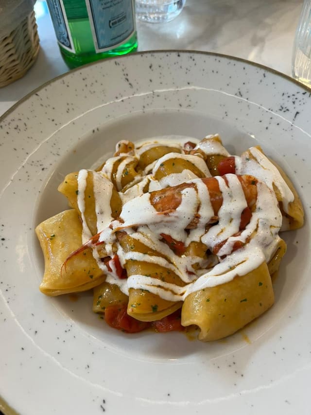 Pacchero gamberoni,pachino e burrata - Oro Bistró