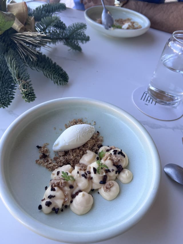 Nougat millefeuille and Horxata (tiger nut milk) - El Jardín, Guardamar Del Segura