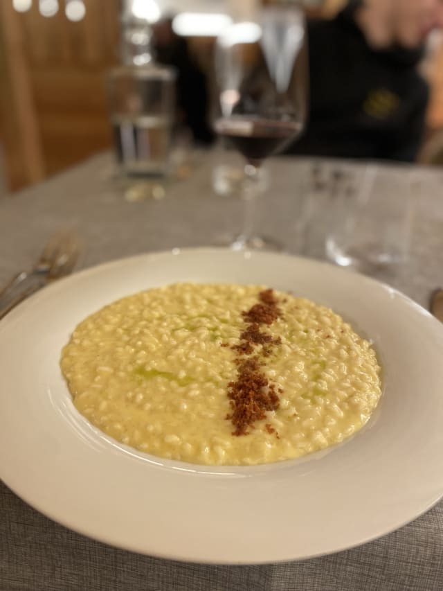 Risotto al pino mugo e polvere di speck - Palù della Fava