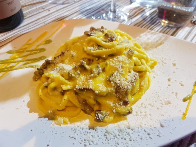 Carbonara con guanciale DOP e tartufo nero - Ristorante del Duomo Bicerin, Turin