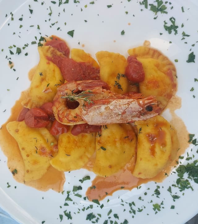 RAVIOLI DI MARE  CON GAMBERO REALE  - La Lampara, Senigallia