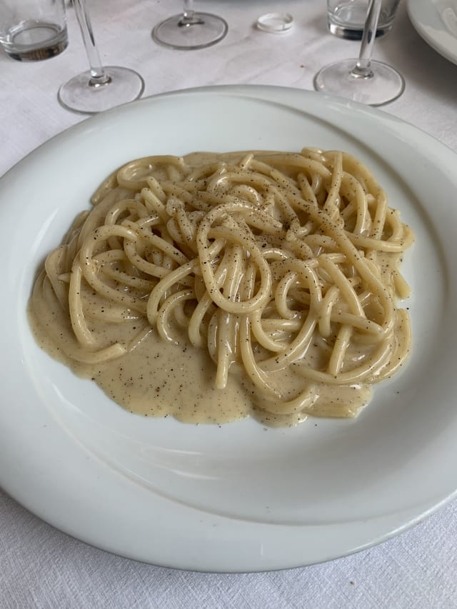 Pici cacio pepe-carbonara - La Pergola, Pavia