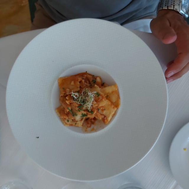 Fish ravioli with amberjack sauce - Vittorio al Mare, Genoa